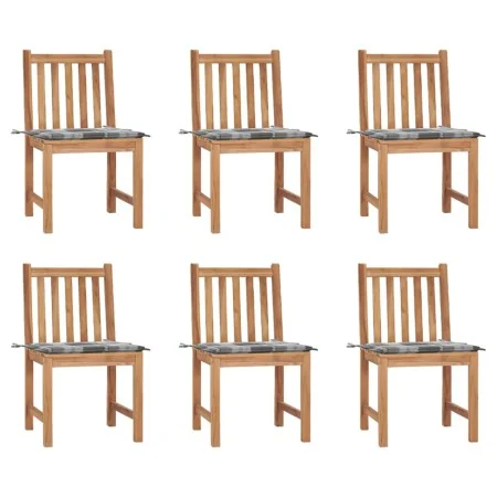 Sillas de jardín 6 unidades con cojines madera maciza de teca by , Garden chairs - Ref: Foro24-3073129, Price: 666,21 €, Disc...