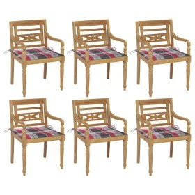 Sillas Batavia 6 unidades madera maciza de teca con cojines by , Garden chairs - Ref: Foro24-3073335, Price: 730,04 €, Discou...