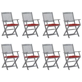 Sillas de jardín plegables 8 uds y cojines madera maciza acacia by , Garden chairs - Ref: Foro24-3078283, Price: 365,55 €, Di...
