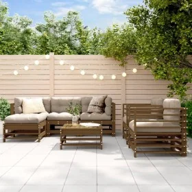 Juego de muebles jardín 7 pzas madera maciza pino marrón miel by , Garden sets - Ref: Foro24-3186238, Price: 491,32 €, Discou...