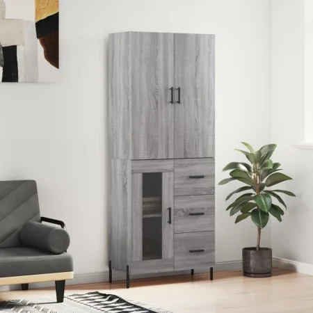 Aparador alto madera contrachapada gris sonoma 69,5x34x180 cm by , Sideboards - Ref: Foro24-3195969, Price: 177,00 €, Discoun...