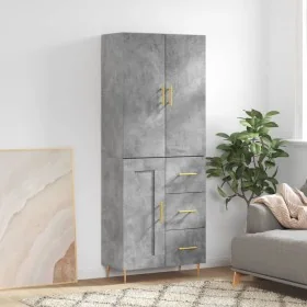 Aparador alto madera contrachapada gris hormigón 69,5x34x180 cm de , Aparadores - Ref: Foro24-3196007, Precio: 163,14 €, Desc...