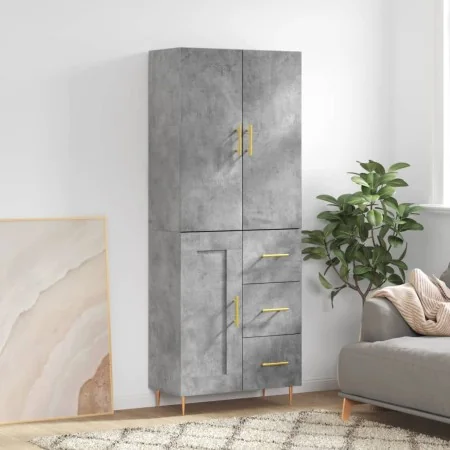 Aparador alto madera contrachapada gris hormigón 69,5x34x180 cm de , Aparadores - Ref: Foro24-3196007, Precio: 163,13 €, Desc...
