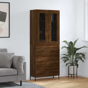 Aparador alto madera contrachapada marrón roble 69,5x34x180 cm de , Aparadores - Ref: Foro24-3198416, Precio: 205,32 €, Descu...