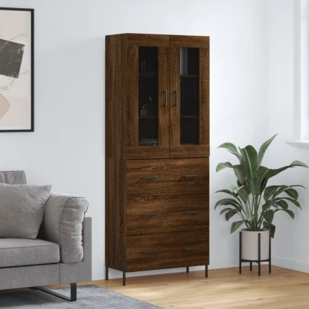 Aparador alto madera contrachapada marrón roble 69,5x34x180 cm de , Aparadores - Ref: Foro24-3198416, Precio: 205,32 €, Descu...