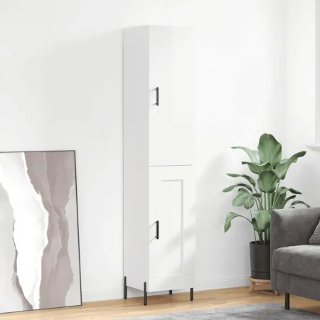 Aparador alto madera contrachapada blanco brillo 34,5x34x180 cm de , Aparadores - Ref: Foro24-3199115, Precio: 113,39 €, Desc...