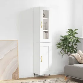 Aparador alto madera contrachapada blanco 34,5x34x180 cm by , Sideboards - Ref: Foro24-3199473, Price: 100,10 €, Discount: %