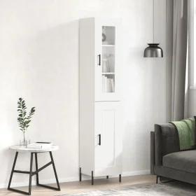 Aparador alto madera contrachapada blanco brillo 34,5x34x180 cm by , Sideboards - Ref: Foro24-3199499, Price: 117,16 €, Disco...