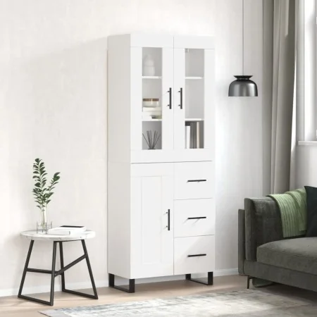 Aparador alto madera contrachapada blanco brillo 69,5x34x180 cm by , Sideboards - Ref: Foro24-3198683, Price: 205,07 €, Disco...