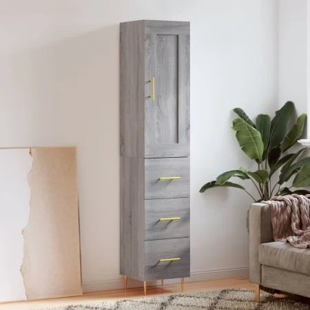 Aparador alto madera contrachapada gris Sonoma 34,5x34x180 cm by , Sideboards - Ref: Foro24-3200191, Price: 113,23 €, Discoun...