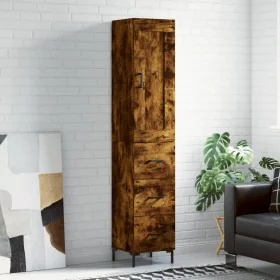 Aparador de madera contrachapada roble ahumado 34,5x34x180 cm by , Sideboards - Ref: Foro24-3200198, Price: 114,15 €, Discoun...