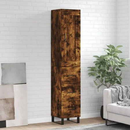 Aparador de madera contrachapada roble ahumado 34,5x34x180 cm by , Sideboards - Ref: Foro24-3200222, Price: 125,55 €, Discoun...