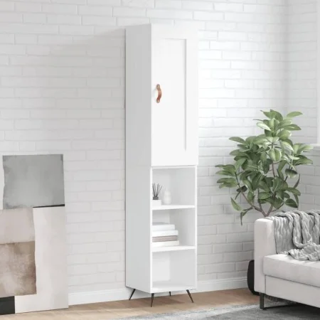 Aparador alto madera contrachapada blanco 34,5x34x180 cm by , Sideboards - Ref: Foro24-3200297, Price: 94,13 €, Discount: %