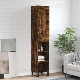 Aparador de madera contrachapada roble ahumado 34,5x34x180 cm by , Sideboards - Ref: Foro24-3200350, Price: 90,88 €, Discount: %