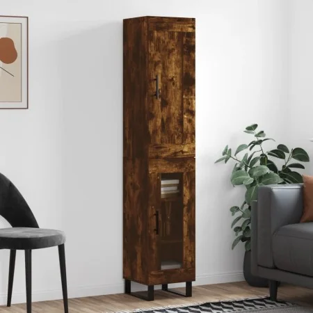 Aparador de madera contrachapada roble ahumado 34,5x34x180 cm de , Aparadores - Ref: Foro24-3200414, Precio: 103,06 €, Descue...