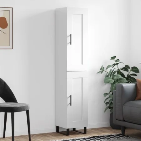Aparador alto madera contrachapada blanco brillo 34,5x34x180 cm de , Aparadores - Ref: Foro24-3200475, Precio: 114,76 €, Desc...