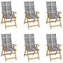 Sillas de jardín 6 uds madera maciza teca cojines cuadros gris by , Garden chairs - Ref: Foro24-3065574, Price: 760,13 €, Dis...