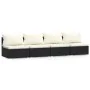 Sofá de 4 plazas con cojines ratán sintético negro by , Garden sets - Ref: Foro24-317497, Price: 462,40 €, Discount: %