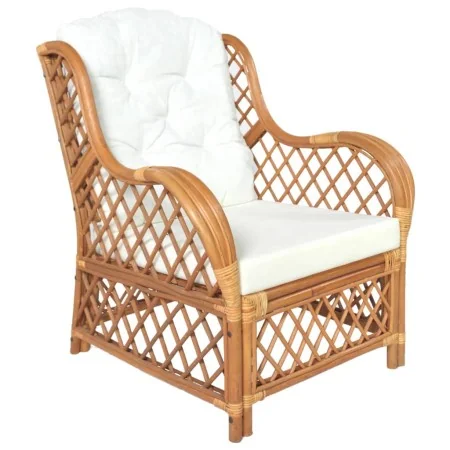 Sofá con cojín ratán natural y lino marrón claro by , Sofas - Ref: Foro24-325471, Price: 262,81 €, Discount: %