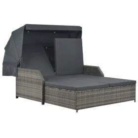 Tumbona para 2 personas con toldo ratán sintético gris de , Camas para exteriores - Ref: Foro24-44825, Precio: 654,76 €, Desc...