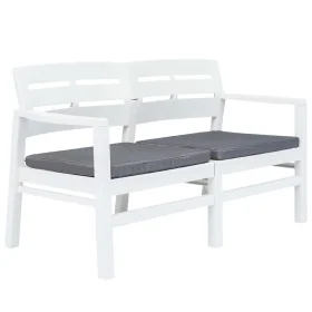 Banco de jardín 2 plazas con cojines 133 cm plástico blanco by , garden benches - Ref: Foro24-45622, Price: 216,03 €, Discoun...