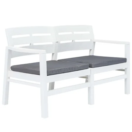Banco de jardín 2 plazas con cojines 133 cm plástico blanco von , Gartenbänke - Ref: Foro24-45622, Preis: 216,03 €, Rabatt: %