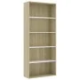 Estantería 5 niveles contrachapada blanca y roble 80x30x189 cm by , Bookcases and shelves - Ref: Foro24-801031, Price: 145,45...