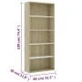 Estantería 5 niveles contrachapada blanca y roble 80x30x189 cm by , Bookcases and shelves - Ref: Foro24-801031, Price: 145,45...