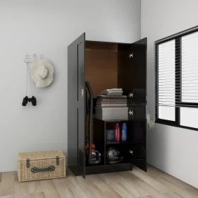 Armario madera contrachapada negro brillante 82,5x51,5x180 cm by , Wardrobes - Ref: Foro24-803441, Price: 181,66 €, Discount: %