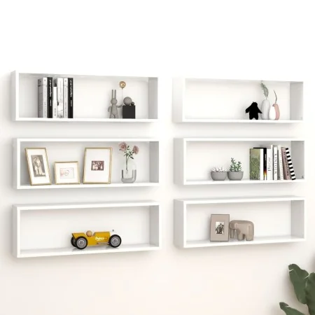 Estantes cubo de pared 6 uds contrachapado blanco 80x15x26,5 cm by , Shelves and shelves - Ref: Foro24-807108, Price: 66,16 €...