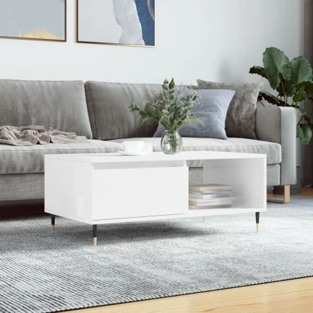 Mesa de centro madera contrachapada blanco brillo 90x50x36,5 cm by , Coffee table - Ref: Foro24-830558, Price: 68,50 €, Disco...