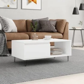 Mesa de centro madera contrachapada blanco 90x50x36,5 cm by , Coffee table - Ref: Foro24-830564, Price: 63,36 €, Discount: %