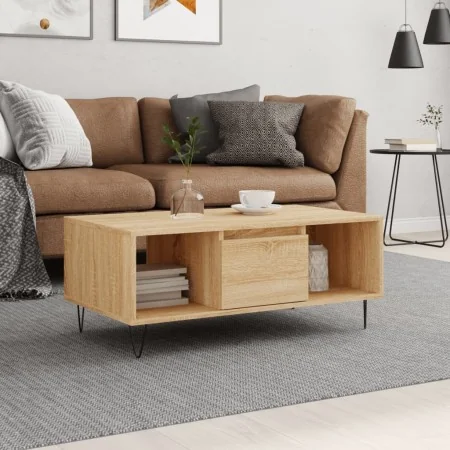 Mesa de centro madera contrachapada roble Sonoma 90x50x36,5 cm de , Mesas de centro - Ref: Foro24-830591, Precio: 62,50 €, De...