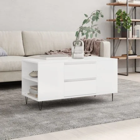 Mesa de centro madera ingeniería blanco brillo 102x44,5x50 cm von , Couchtisch - Ref: Foro24-830998, Preis: 84,80 €, Rabatt: %