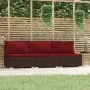 Sofá de jardín de 3 plazas con cojines ratán sintético marrón by , Garden sets - Ref: Foro24-317550, Price: 385,59 €, Discoun...