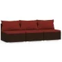Sofá de jardín de 3 plazas con cojines ratán sintético marrón by , Garden sets - Ref: Foro24-317550, Price: 385,59 €, Discoun...