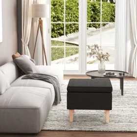 Taburete con patas de madera tapizado tejido negro by , Folding stools and chairs - Ref: Foro24-329427, Price: 60,02 €, Disco...
