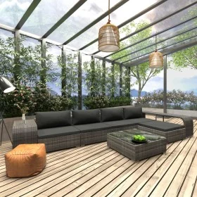 Set de muebles de jardín 8 pzas y cojines ratán sintético gris by , Garden sets - Ref: Foro24-46820, Price: 610,55 €, Discoun...