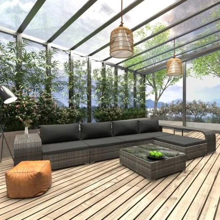 Set de muebles de jardín 8 pzas y cojines ratán sintético gris by , Garden sets - Ref: Foro24-46820, Price: 625,50 €, Discoun...