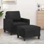 Sillón con taburete cuero sintético negro 60 cm by , Sofas - Ref: Foro24-3201019, Price: 181,15 €, Discount: %