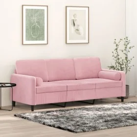 Sofá de 3 plazas con cojines terciopelo rosa 180 cm by , Sofas - Ref: Foro24-3200894, Price: 322,15 €, Discount: %