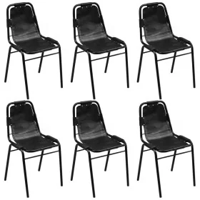 Sillas de comedor 6 unidades cuero auténtico negro by , dining chairs - Ref: Foro24-274394, Price: 675,34 €, Discount: %