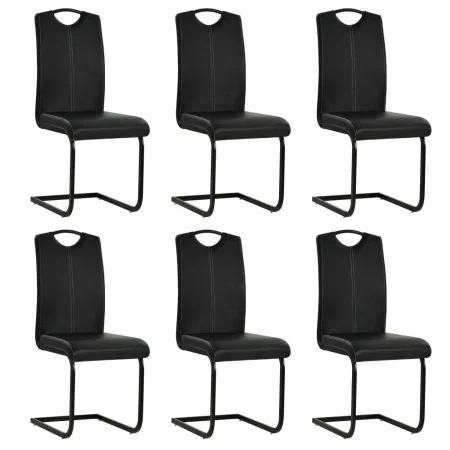 Sillas de comedor voladizas 6 unidades cuero sintético negro de , Sillas de comedor - Ref: Foro24-275463, Precio: 421,82 €, D...