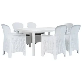 Set de muebles de jardín 7 pzas plástico blanco aspecto ratán de , Conjuntos de jardín - Ref: Foro24-276125, Precio: 916,12 €...