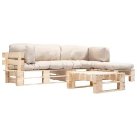 Muebles de palets de jardín con cojines arena 4 piezas madera by , Garden sets - Ref: Foro24-277491, Price: 343,10 €, Discoun...