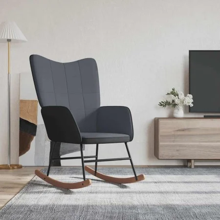 Silla mecedora de terciopelo y PVC gris oscuro by , Rocking chairs - Ref: Foro24-327876, Price: 102,33 €, Discount: %