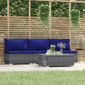 Set de muebles de jardín 4 pzas y cojines ratán sintético gris by , Garden sets - Ref: Foro24-317573, Price: 265,68 €, Discou...