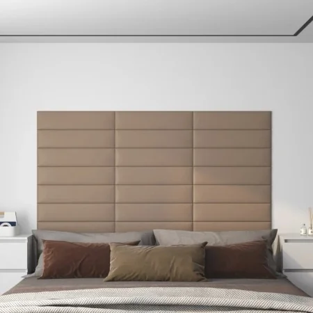 Paneles pared 12 uds cuero sintético capuchino 60x15 cm 1,08 m² de , Recubrimiento de paredes - Ref: Foro24-343831, Precio: 3...