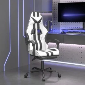 Silla gaming giratoria reposapiés cuero sintético blanco negro by , Gaming chairs - Ref: Foro24-349541, Price: 113,27 €, Disc...
