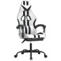 Silla gaming giratoria reposapiés cuero sintético blanco negro de , Sillones para videojuegos - Ref: Foro24-349541, Precio: 1...